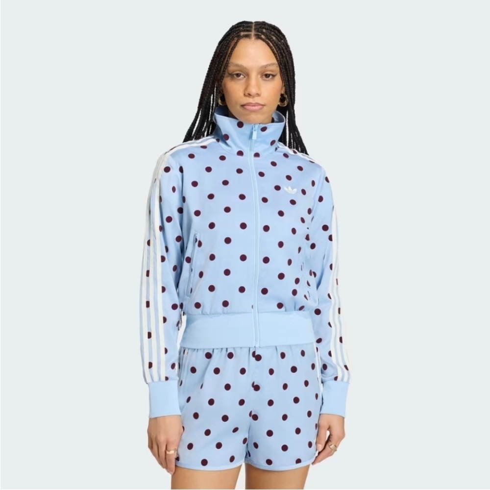 Adidas Originals Polka Dot Tracksuit Set - Light Blue & Maroon (Jacket & Shorts) - Picture 3 of 7